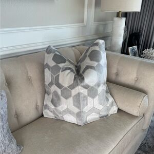 Z Gallerie Velvet Gray Geometric Pillow Covers (Set of 2)